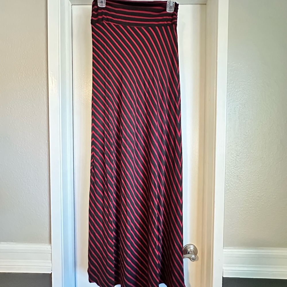 Black and Red Striped Maxi Skirt